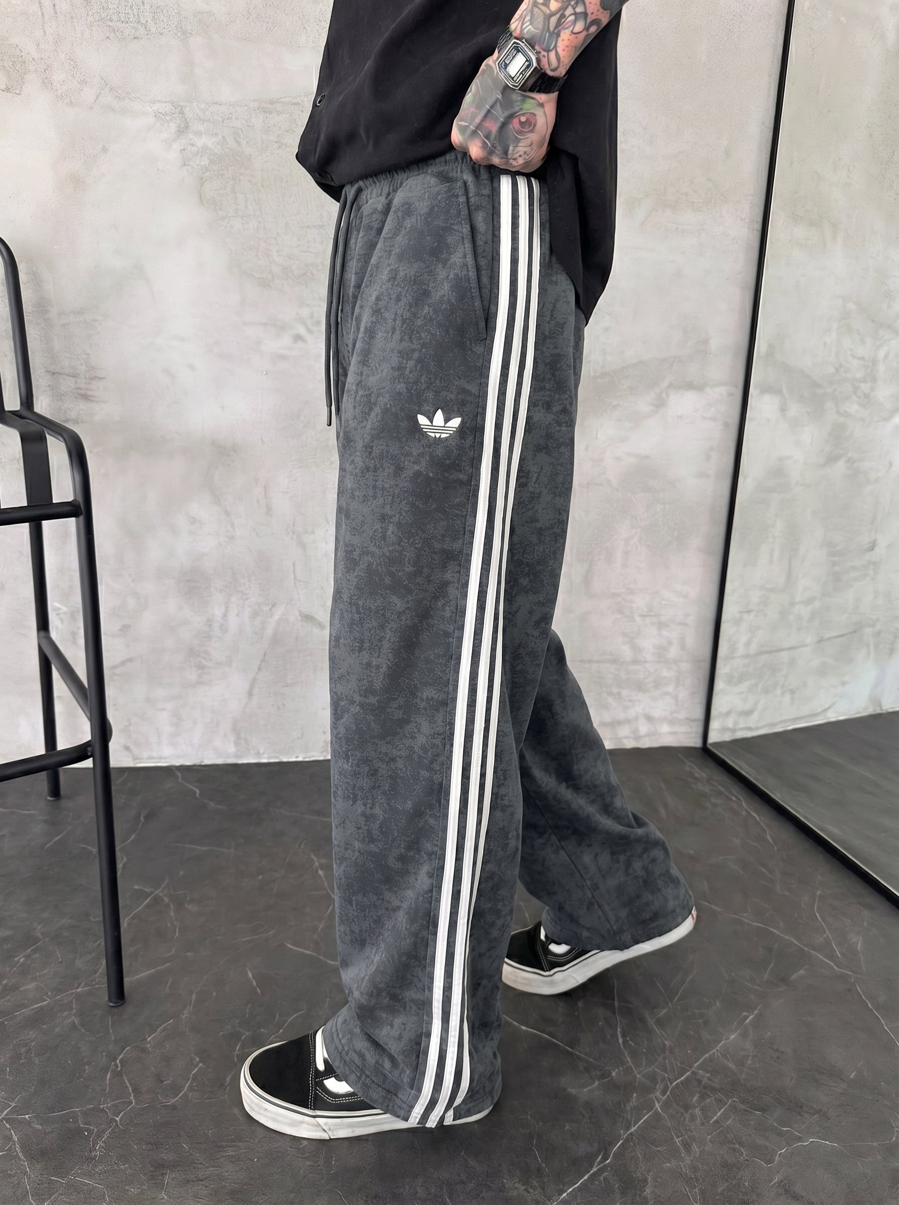 Adidas Gri Yıkamalı Eşofman