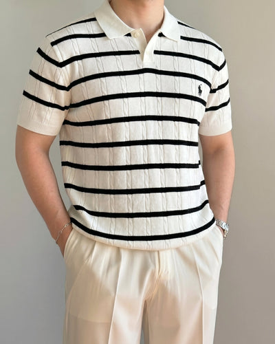 Polo Beyaz Zebra Örgü Triko Döküm