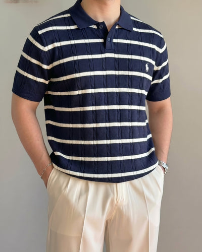 Polo Lacivert Zebra Örgü Triko Döküm