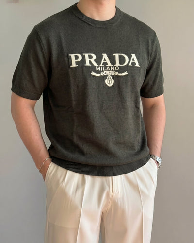 Prada Siyah Triko Döküm Tişört
