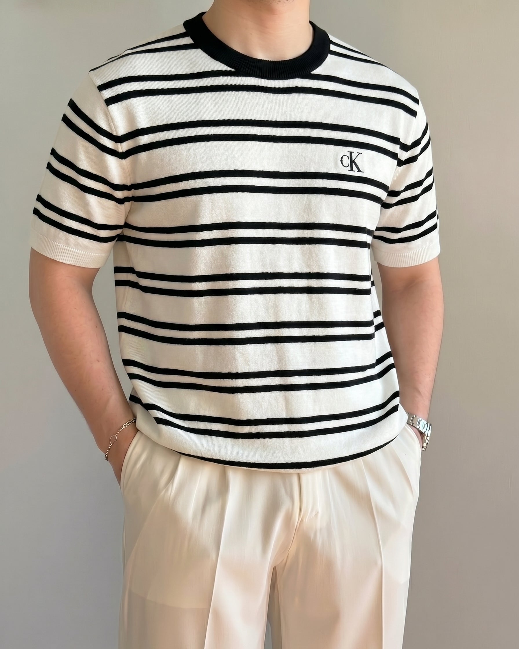 Calvin Klein Beyaz Zebra Triko Döküm