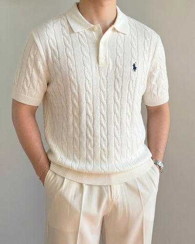 Polo Ralphlauren Beyaz Örgü Yazlık Triko Döküm Yakalı