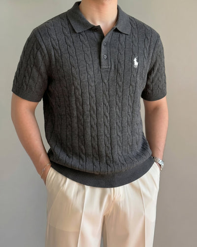 Polo Ralphlauren Gri Örgü Yazlık Triko Döküm Yakalı