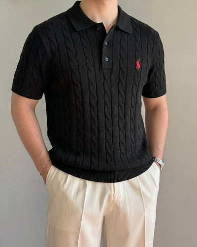 Polo Ralphlauren Siyah Örgü Yazlık Triko Döküm Yakalı