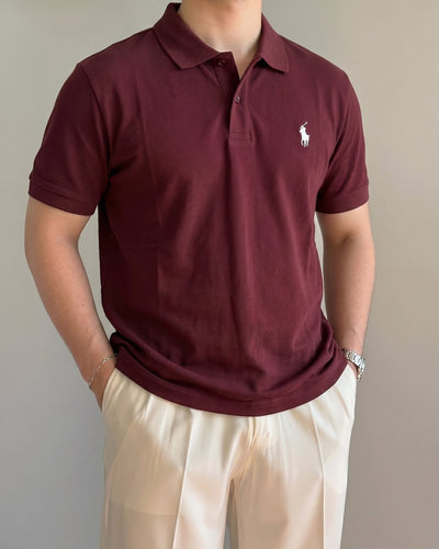 Polo Ralphlauren Düz Bordo Triko Döküm Yakalı
