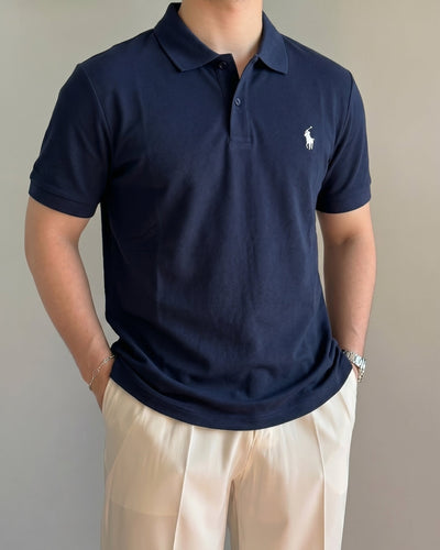 Polo Ralphlauren Düz Lacivert Triko Döküm Yakalı