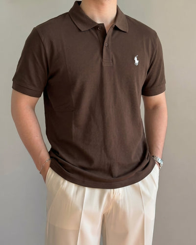 Polo Ralphlauren Düz Kahve Triko Döküm Yakalı