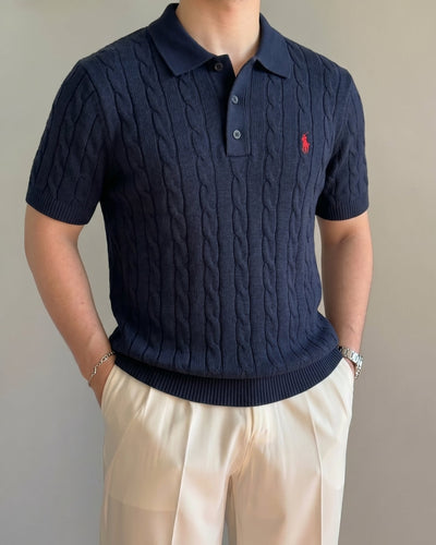 Polo Ralphlauren Lacivert Örgü Yazlık Triko Döküm Yakalı