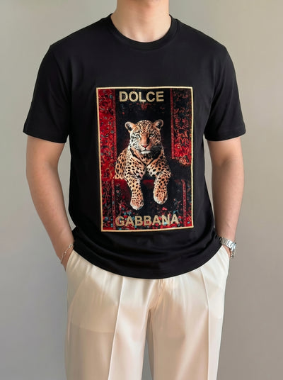 Dolce Gabbana Leopar Siyah Penye Tişört