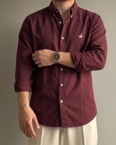 Beymen Club Bordo Yazlık Keten Gömlek