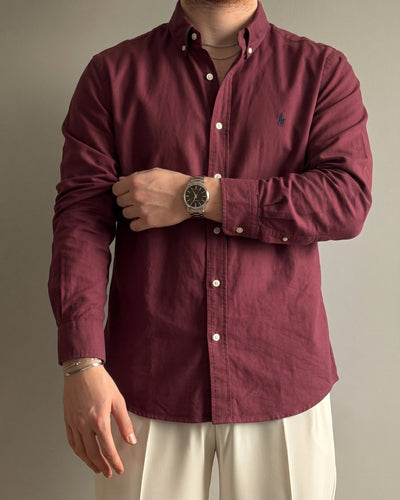 Polo Ralphlauren Bordo Yazlık Keten Gömlek