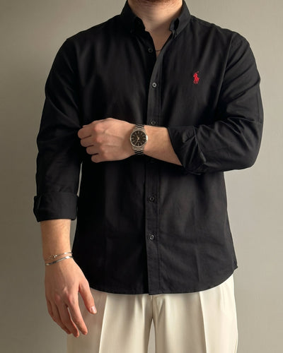 Polo Ralphlauren Siyah Yazlık Keten Gömlek