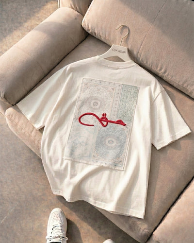 Saw Hak Yazılı Beyaz Oversize Tişört