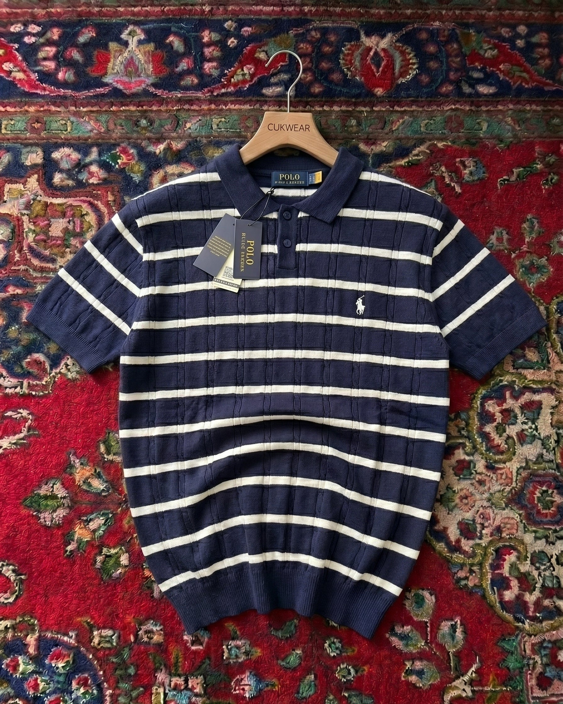 Polo Lacivert Zebra Örgü Triko Döküm