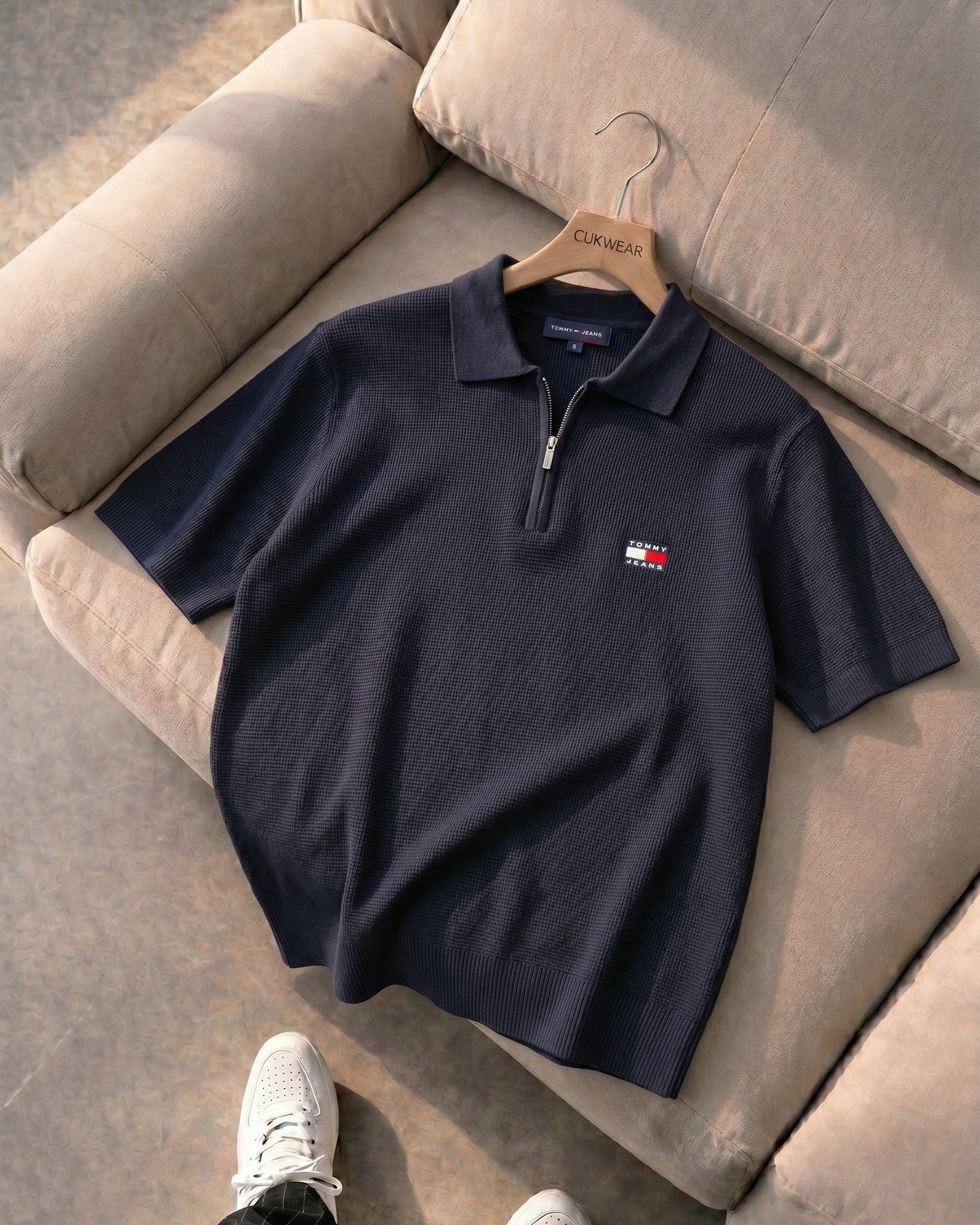 Tommy Hilfiger Lacivert Petekli Triko Döküm Yakalı