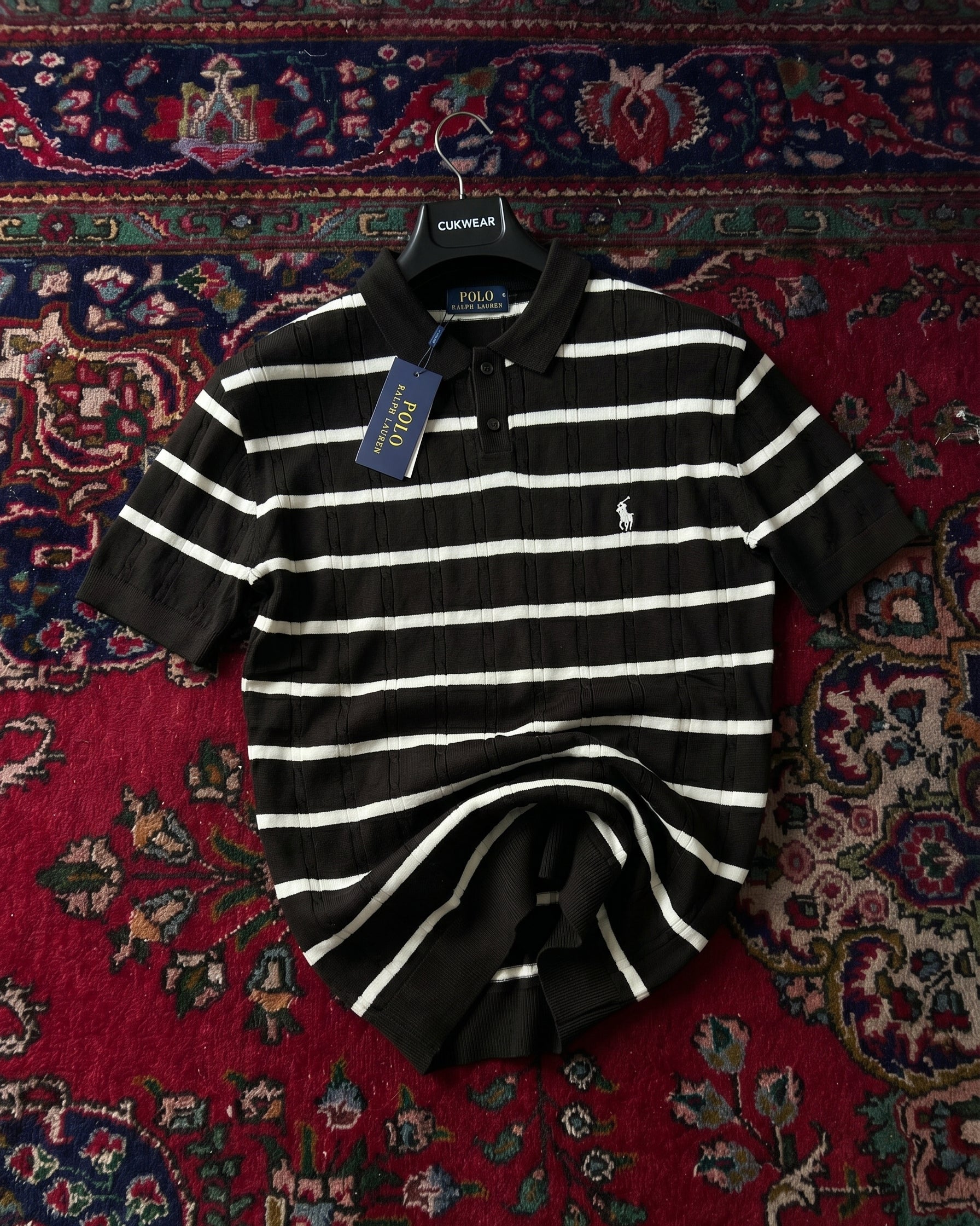 Polo Siyah Zebra Örgü Triko Döküm