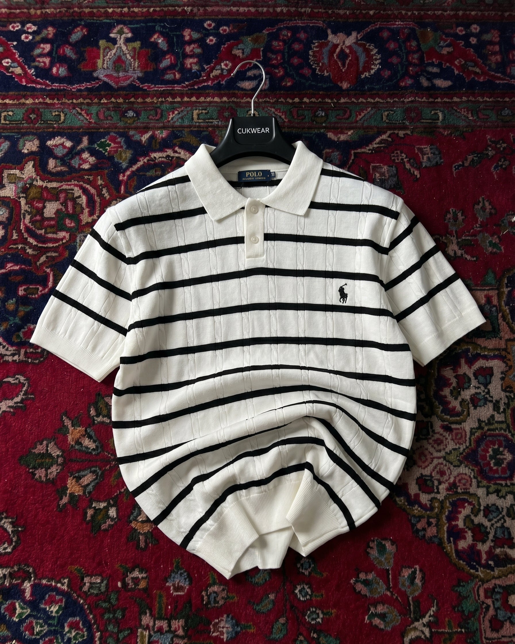 Polo Beyaz Zebra Örgü Triko Döküm