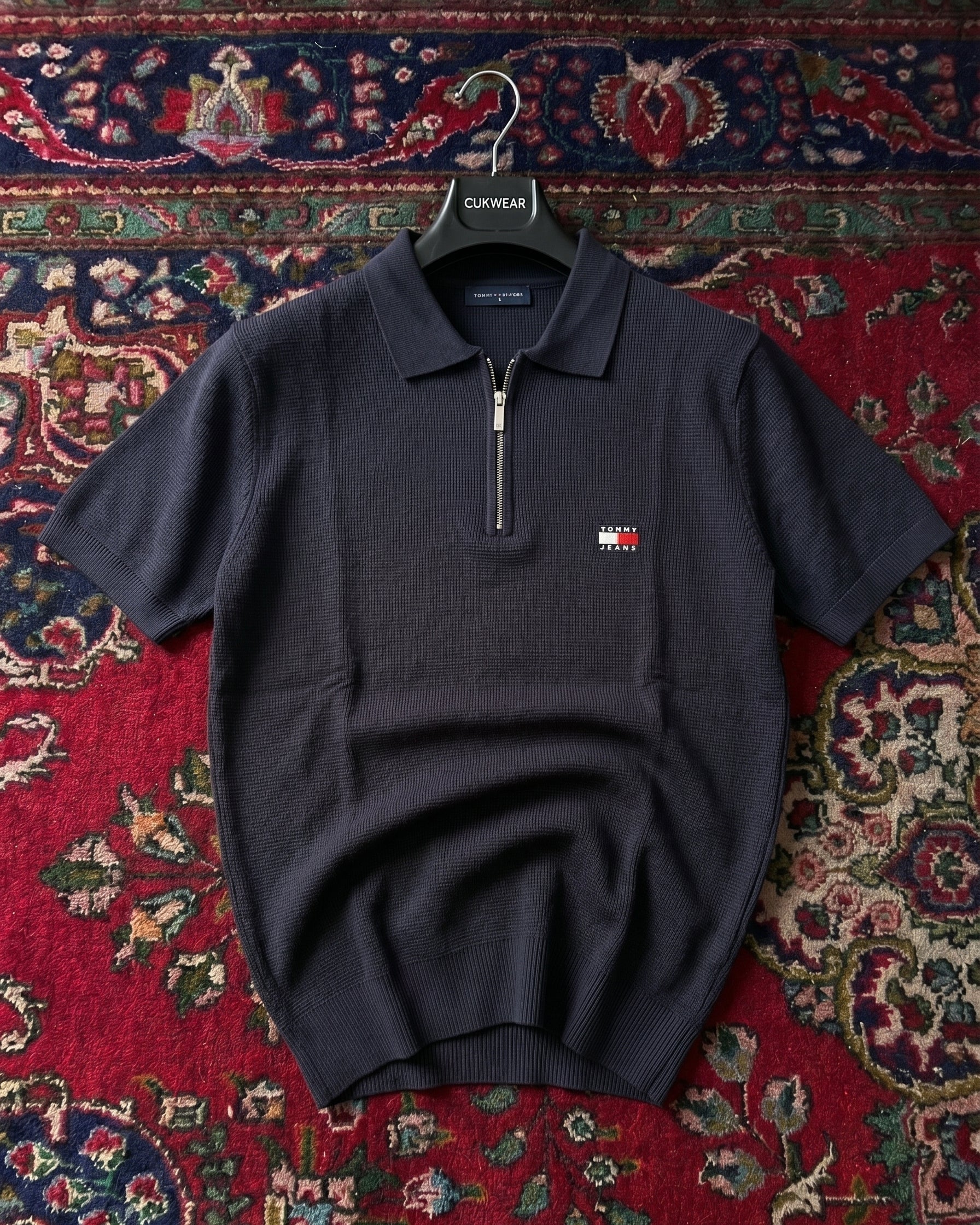 Tommy Hilfiger Lacivert Petekli Triko Döküm Yakalı