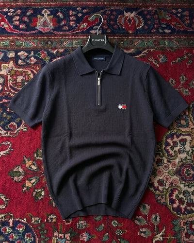 Tommy Hilfiger Lacivert Petekli Triko Döküm Yakalı