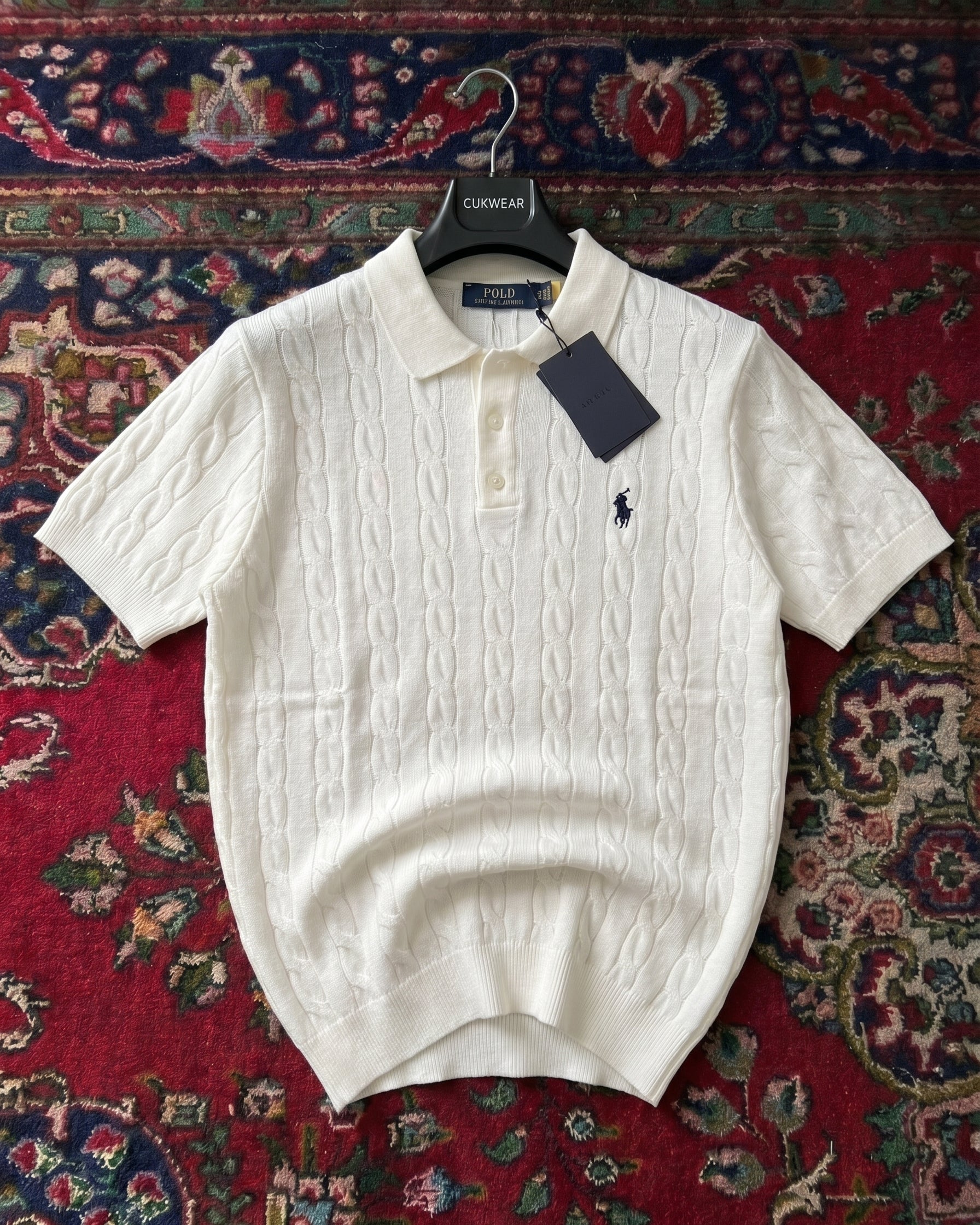 Polo Ralphlauren Beyaz Örgü Yazlık Triko Döküm Yakalı