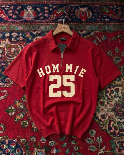 Hommie Baskılı Kırmızı Oversize Erkek Polo Yaka T-Shirt