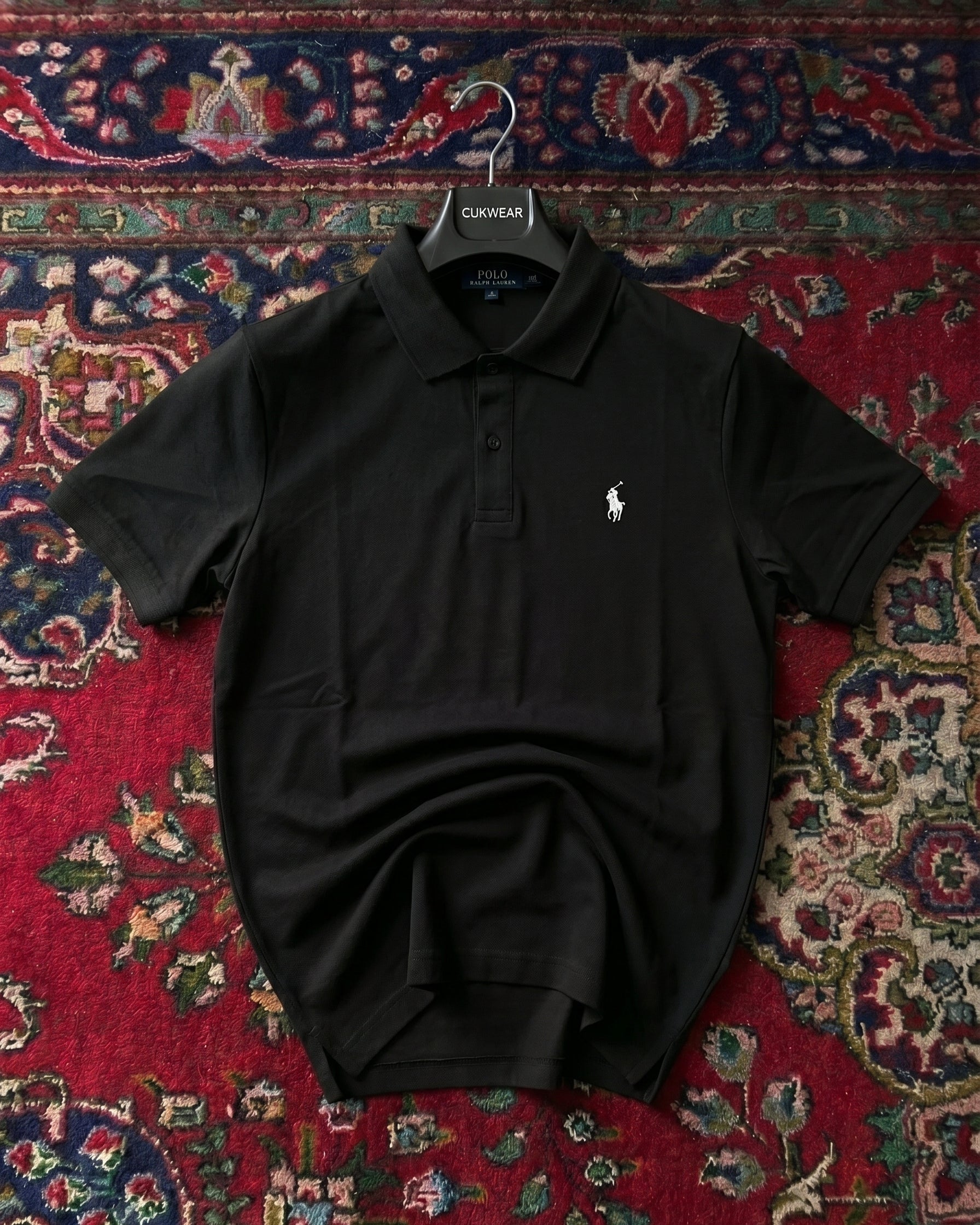 Polo Ralphlauren Düz Siyah Triko Döküm Yakalı