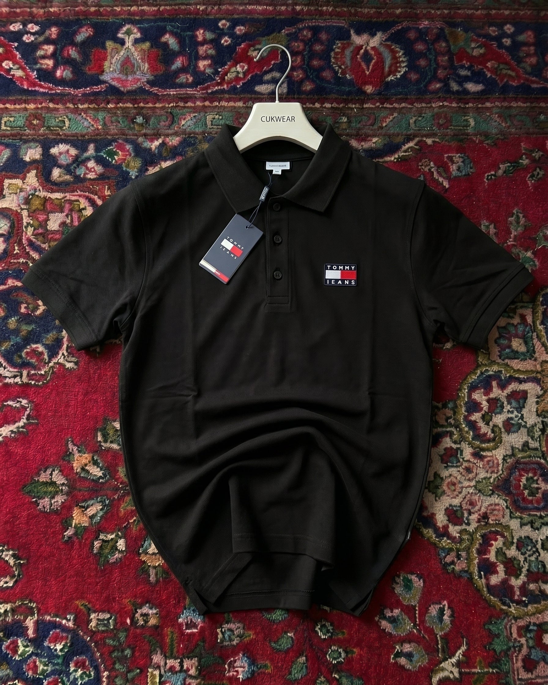 Tommy Hilfiger Siyah Triko Döküm Yakalı