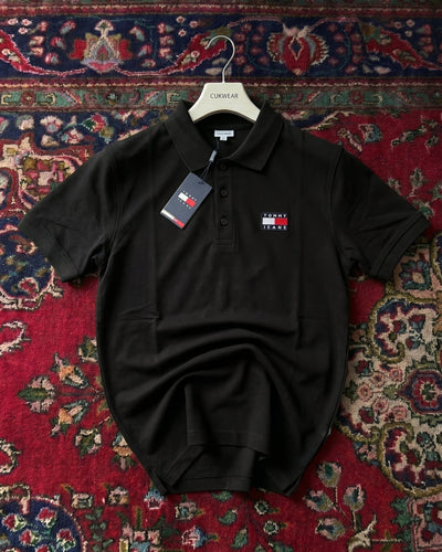 Tommy Hilfiger Siyah Triko Döküm Yakalı