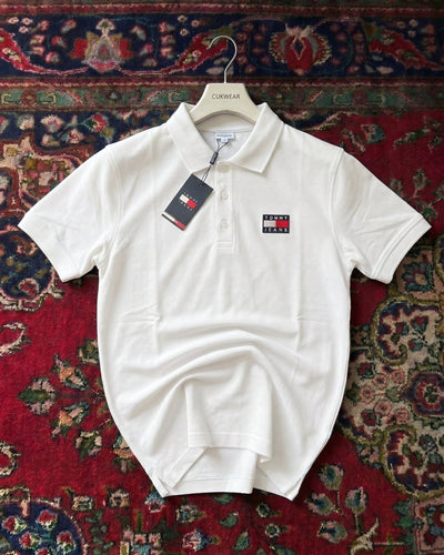 Tommy Hilfiger Beyaz Triko Döküm Yakalı