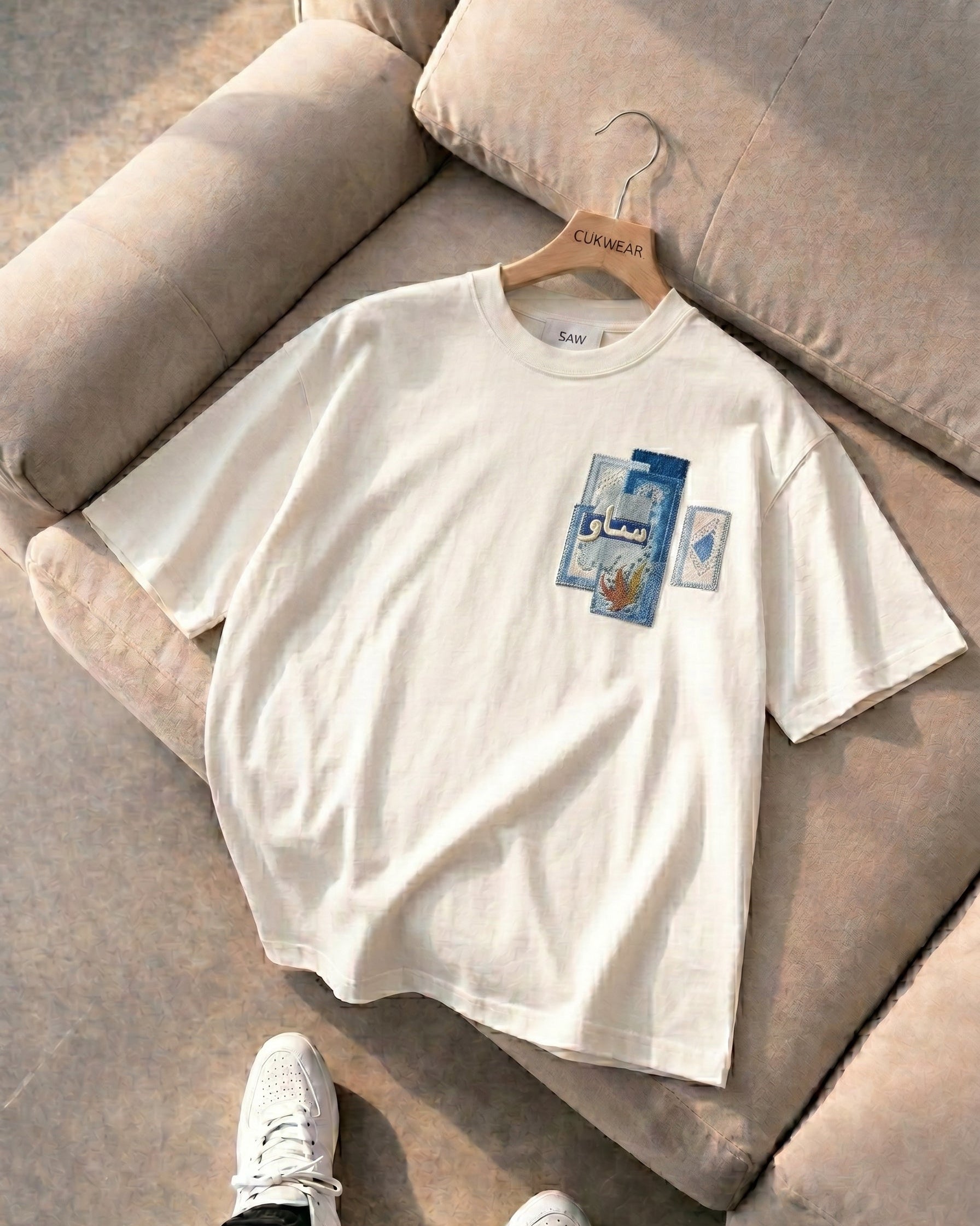 Saw İznik Beyaz Oversize Tişört