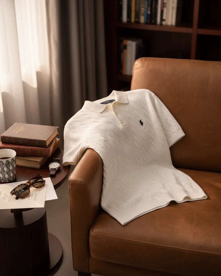 Polo Ralphlauren Beyaz Örgü Triko Döküm Yakalı