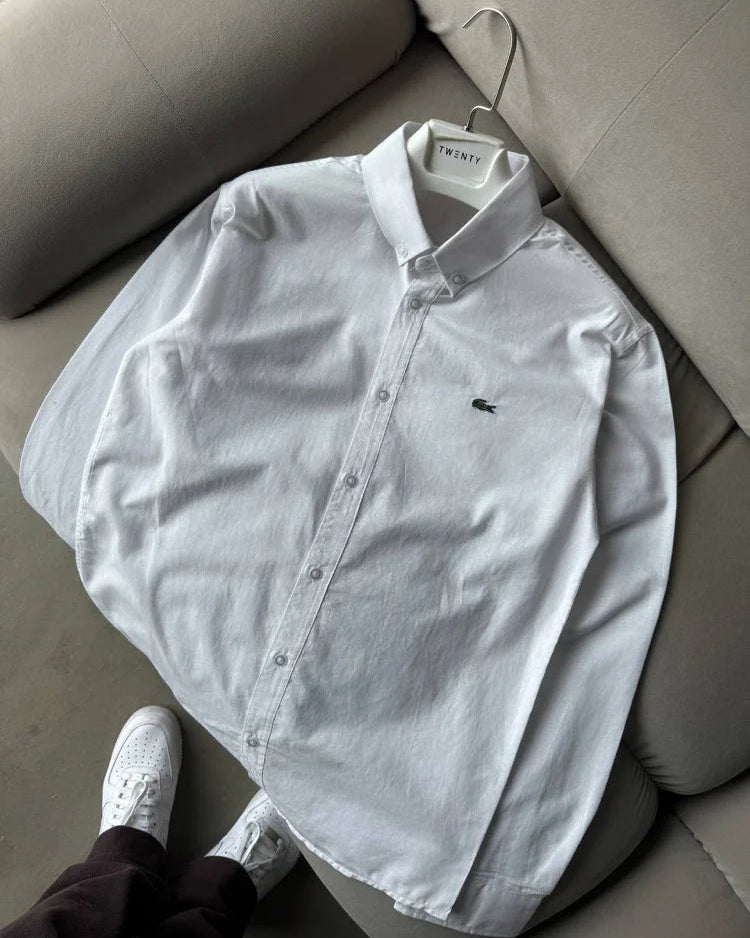 Lacoste Beyaz Yazlık Keten Gömlek