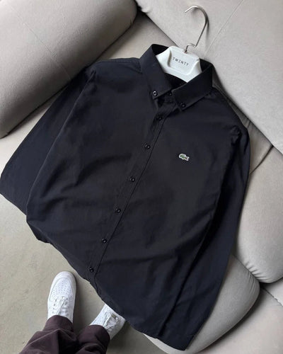 Lacoste Siyah Yazlık Keten Gömlek
