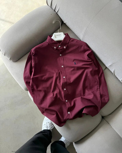 Polo Ralphlauren Bordo Yazlık Keten Gömlek