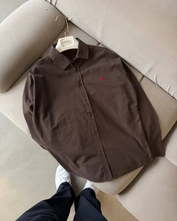Polo Ralphlauren Kahve Yazlık Keten Gömlek