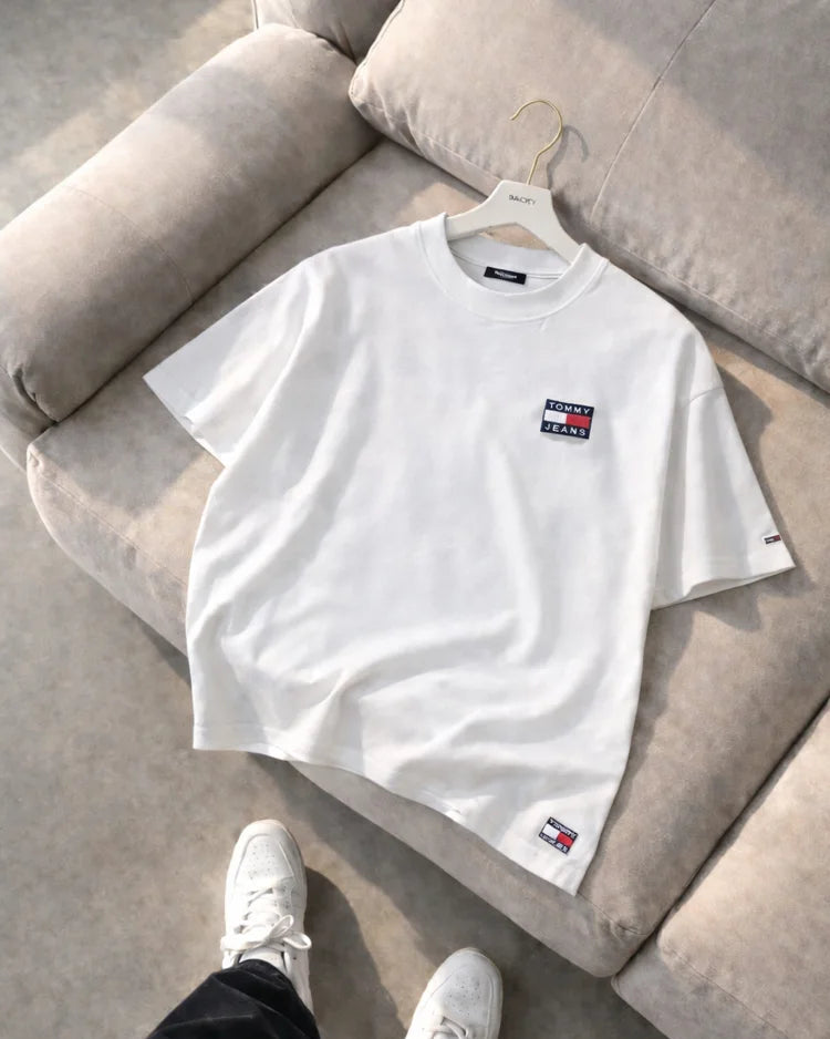 Tommy Hılfiger Beyaz Nakışlı Penye Kumaş
