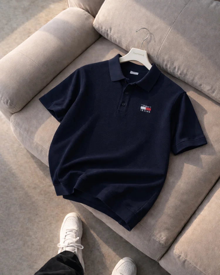 Tommy Hilfiger Lacivert Triko Döküm Yakalı