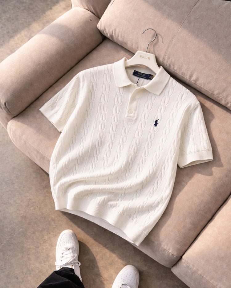 Polo Ralphlauren Beyaz Örgü Triko Döküm Yakalı