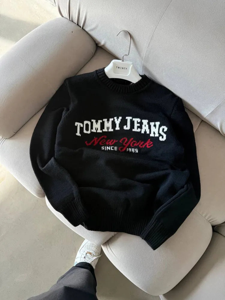 Tommy Jeans Motifli Triko Siyah