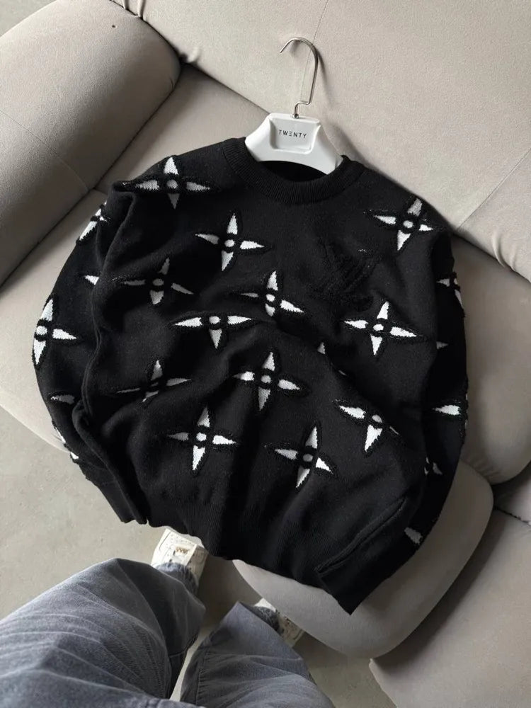 Louis Vuitton Triko Yırtmaç Desen Yıldız Motifli Siyah