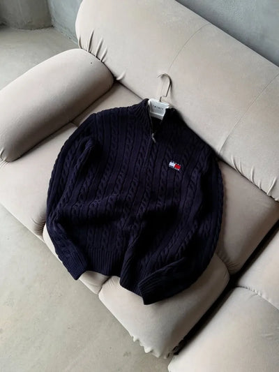 Tommy Hilfiger - Zip Yaka Triko Lacivert