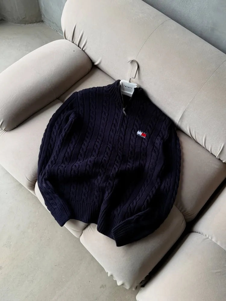 Tommy Hilfiger - Zip Yaka Triko Lacivert