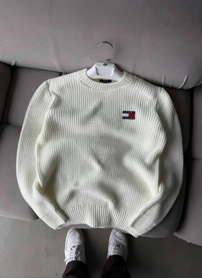 Tommy Hılfiger Triko Düz Çizgili Beyaz