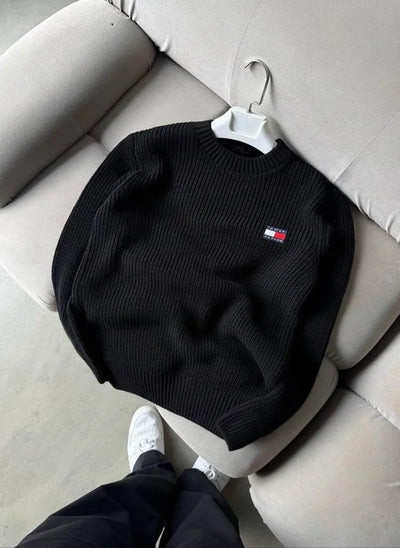 Tommy Hılfiger Triko Düz Çizgili Siyah