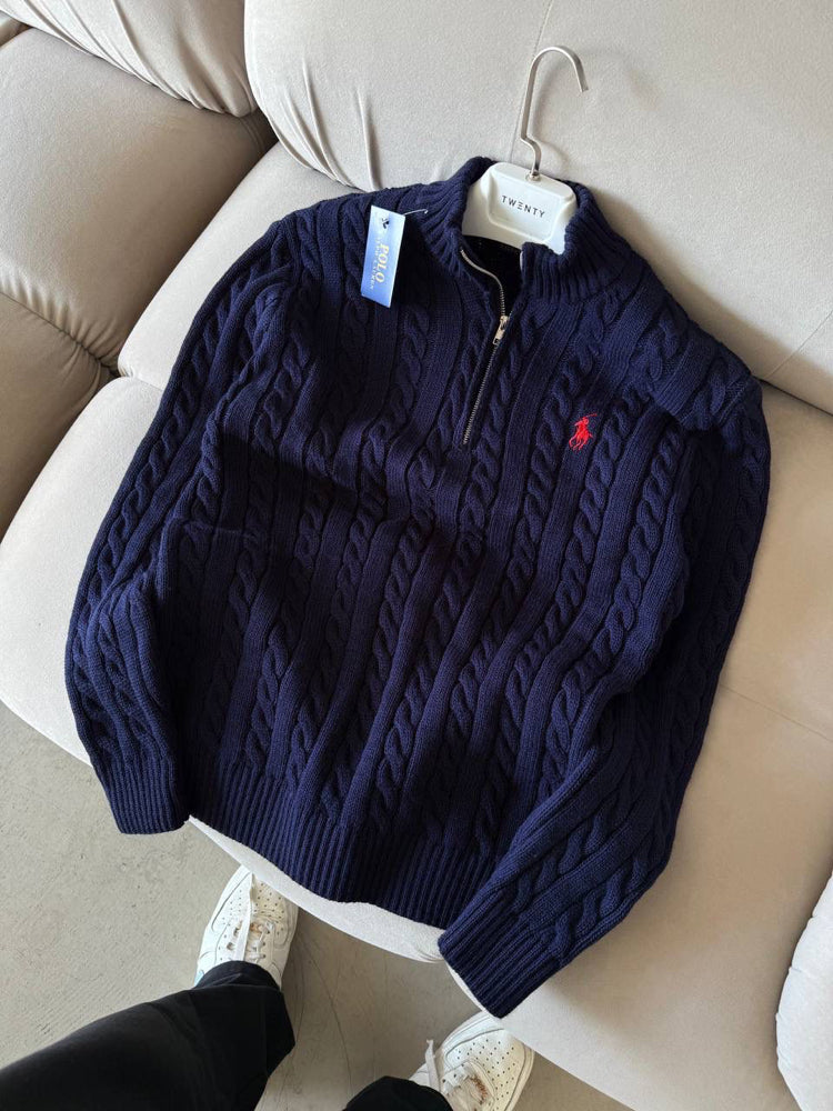 Polo - Lacivert Yarim Zip Triko