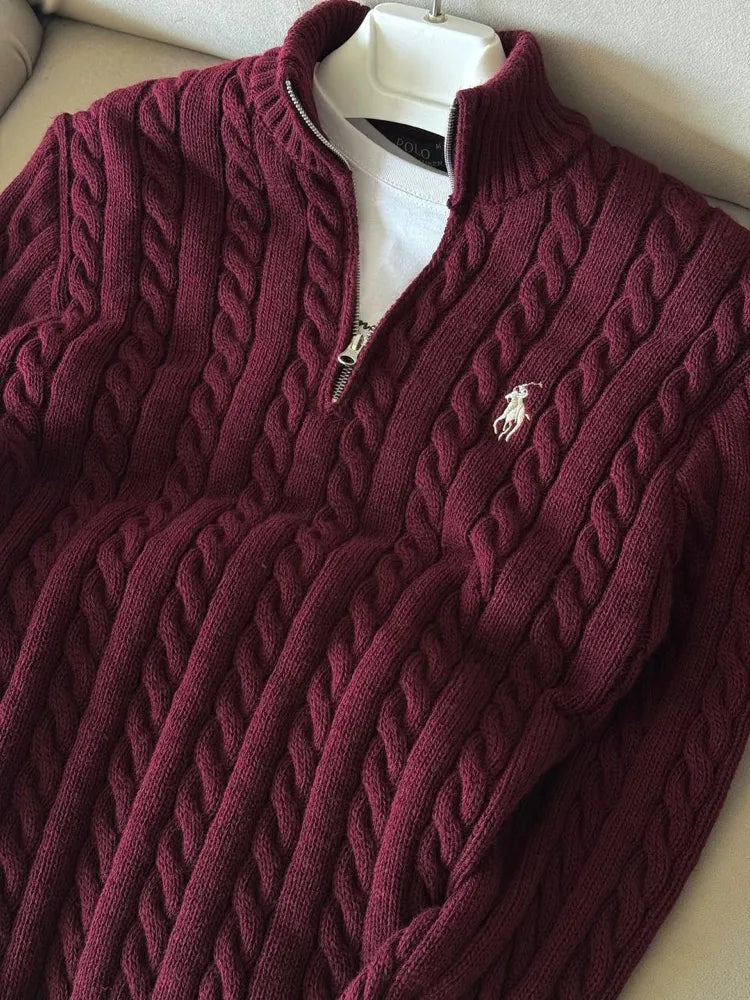 Polo Ralphlauren Yarım Zip Triko Bordo