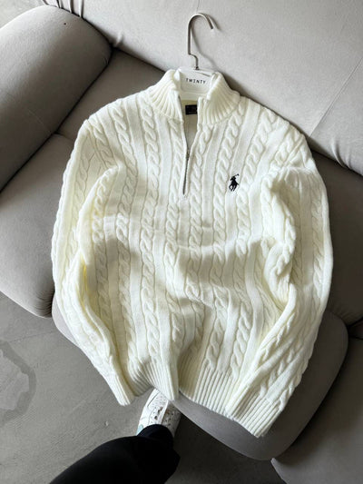 Polo Ralphlauren Yarım Zip Triko Beyaz