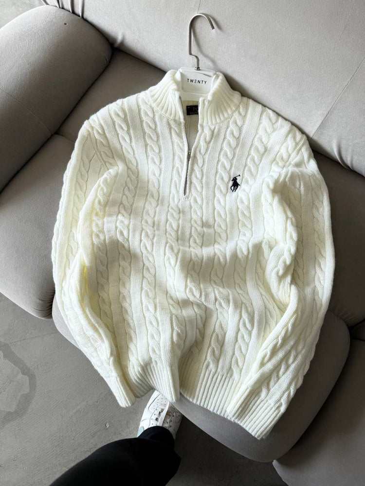 Polo Ralphlauren Yarım Zip Triko Beyaz