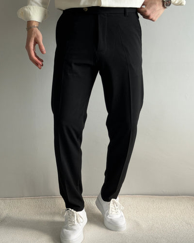 Classic Regular Kalıp Yazlık Gabardin Siyah Kumaş Pantolon